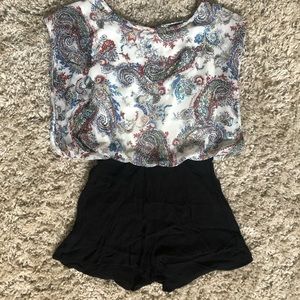 Love Culture Black and Paisley Romper Large